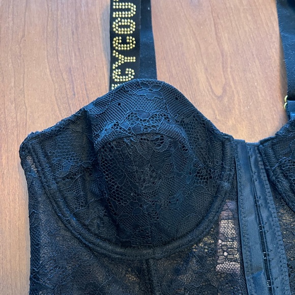 Juicy couture Black Lace Bustier Top with Logo Straps - Picture 2 of 6